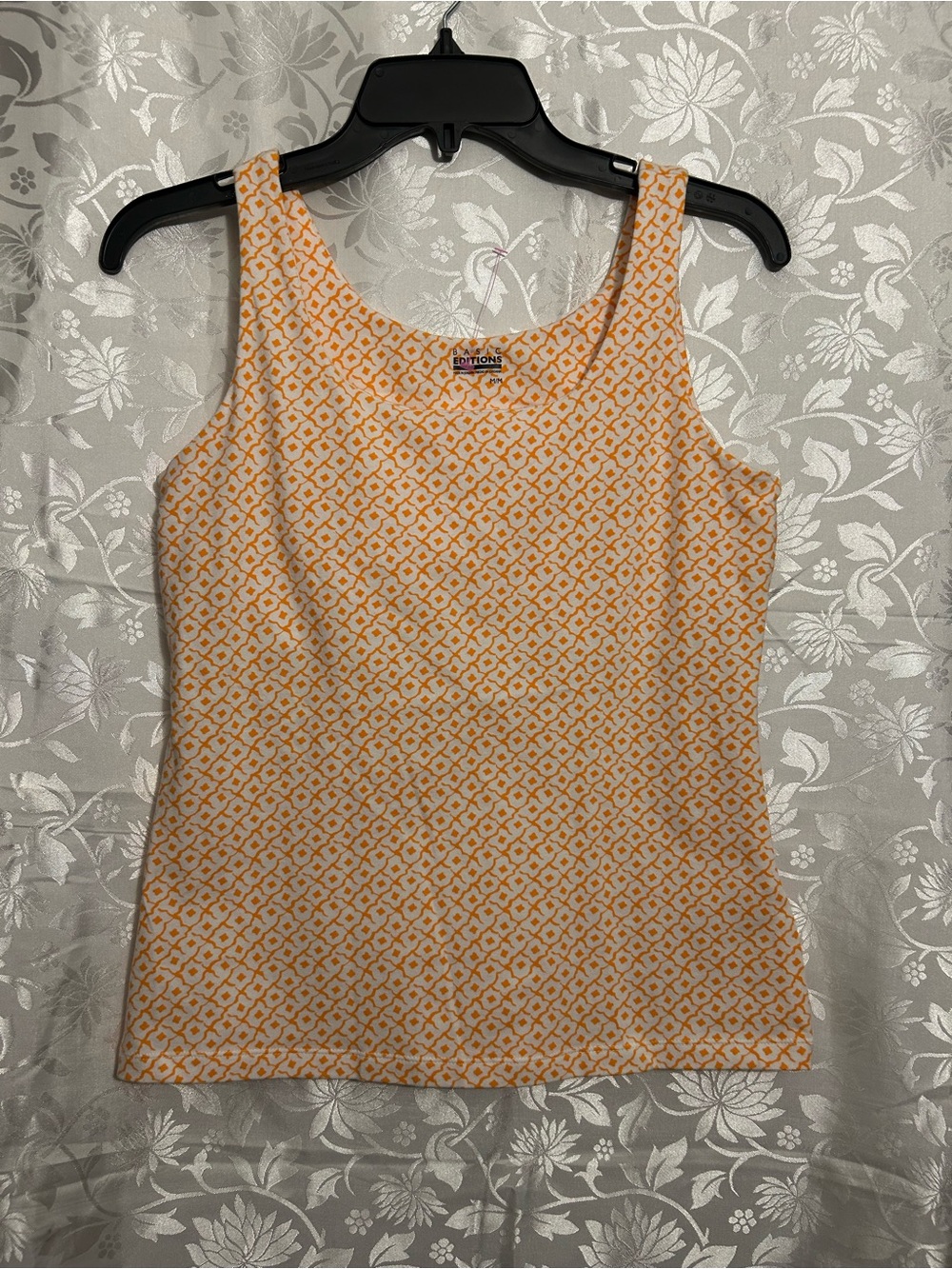 Basic Editions Orange and White Sleeveless Tank Top